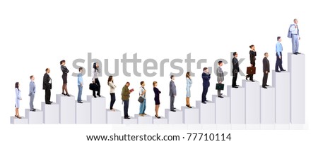 Business people team and diagram. Isolated over white background