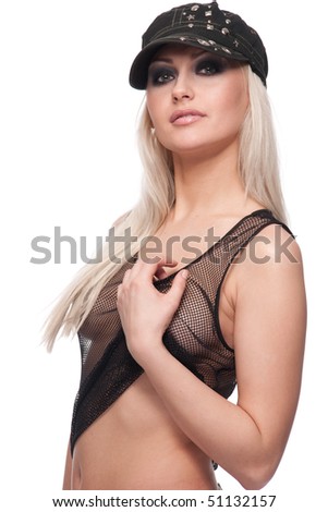 smokey eyes close up. stock photo : Close up portrait of blond woman with smoky eyes makeup