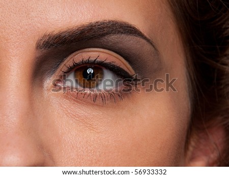 Closeup eye make-up zone of beautiful doll woman