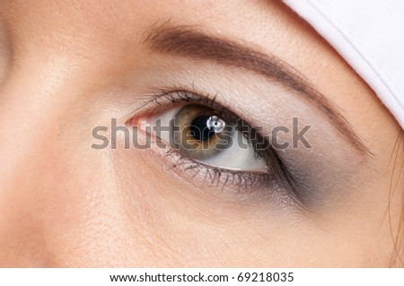 Closeup portrait of eye make up zone