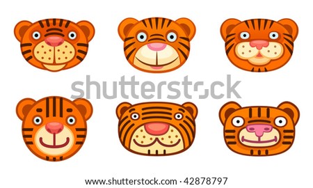 Tiger Face Vector. tiger face mammalsdrawing kids