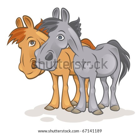 funny horses. stock vector : Funny horses