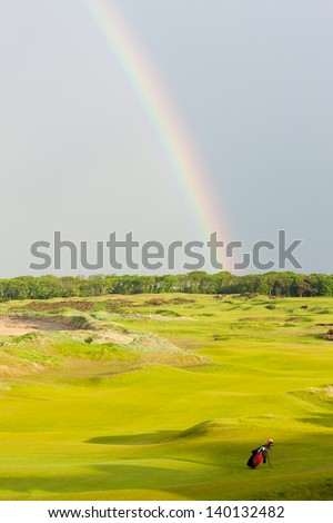 rainbow over the golf course, St Andrews, Fife, Scotland
