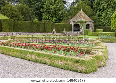 Italian garden of Glamis Castle, Angus, Scotland