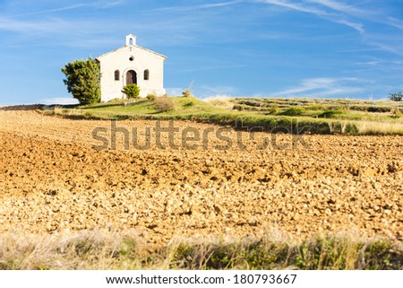 chapel with field, Plateau de Valensole, Provence, France