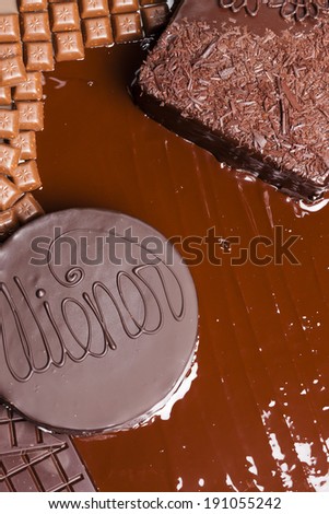 still life of chocolate with Wiener cake and chocolate cake