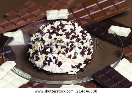 still life of chocolate with chocolate cake