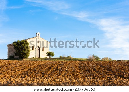 chapel with field, Plateau de Valensole, Provence, France