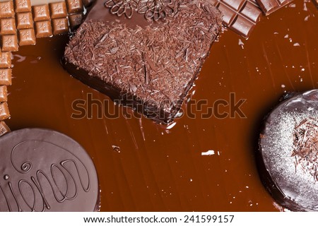 still life of chocolate with Wiener cake and chocolate cakes