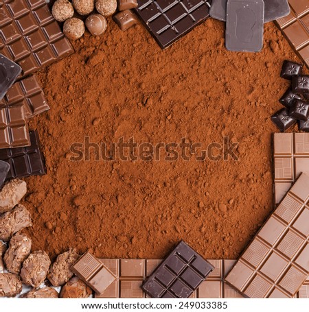 still life of chocolate in cocoa