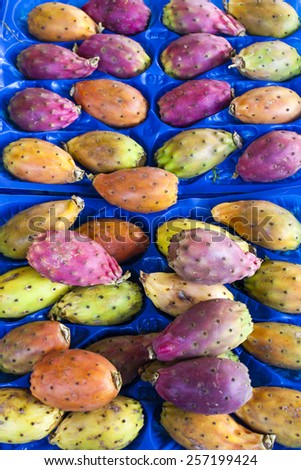 prickly pears cactus fruit, market in Forcalquier, Provence, France