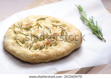 Italian bread focaccia with rosemary