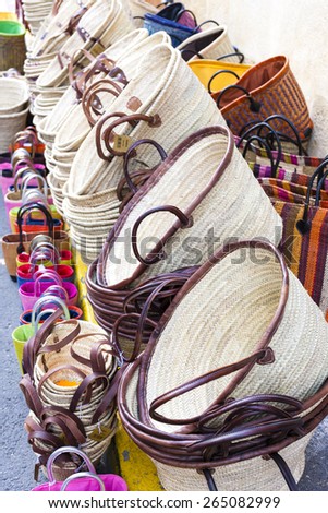 bags, market in Forcalquier, Provence, France