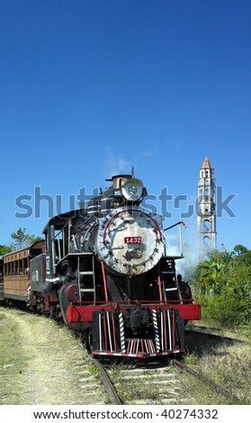tourist train Valle de Los Ingenios, Manaca Iznaga, Sancti Spiritus Province, Cuba