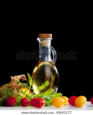 vegetables still life with olive oil