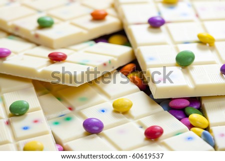 Smarties Chocolate Candy. chocolate with smarties