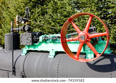 detail of steam machine, New Hampshire, USA