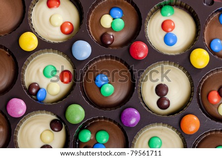 still life of chocolate with smarties