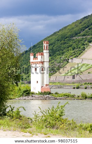 Binger Maeuseturm, Mouse Tower on Mouse Island, Rhineland-Palatinate, Germany