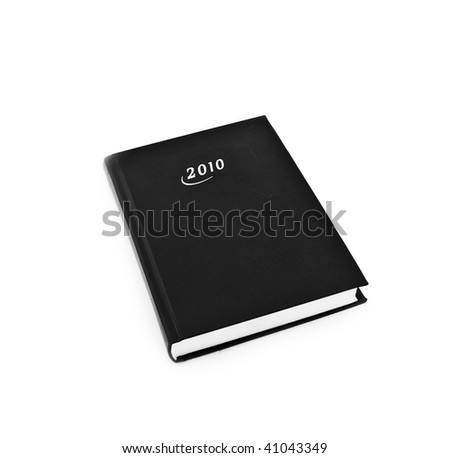 Black notebook, planner for 2010 on a white background