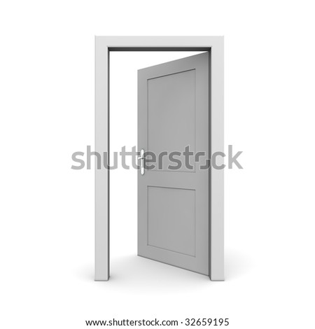 stock photo single grey door open door frame only no walls