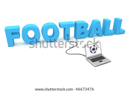 stock photo a laptop is connected to the blue word football watching football or soccer online a fancy 46673476