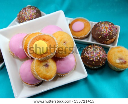 Selection, variety  of fairy cakes or cup cakes