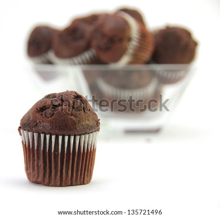 Selection or variety of chocolate mini muffin  fairy cakes