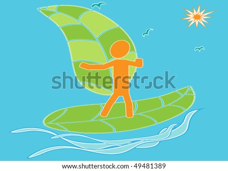 Vector illustration on ecological also it is sports-extreme a theme with the symbolical image of the teenager of the surfer.