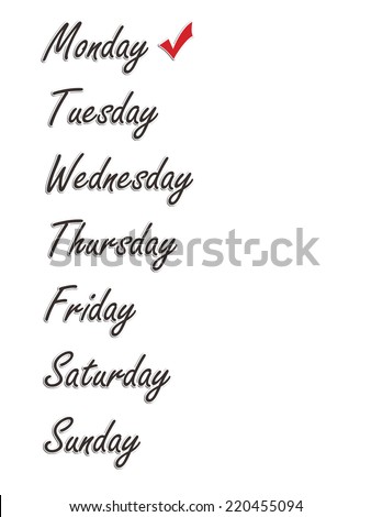 Days of the week..