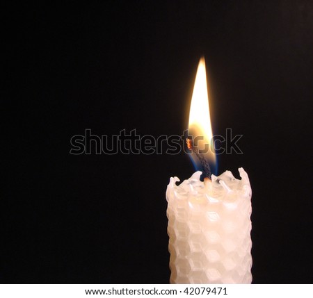 White Beeswax Candle With Black Background