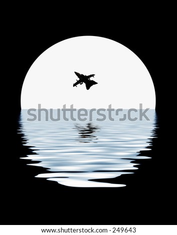 Full moon with fight plane
