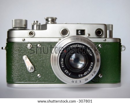 Antique russian camera,focus on lens