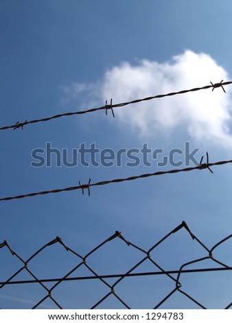 Barbed wire and metallic fence