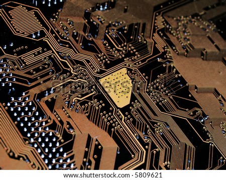 Black and golden circuit board
