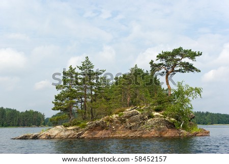 Rocky island in the Pihlajavesi (Saimaa) lake. Finland