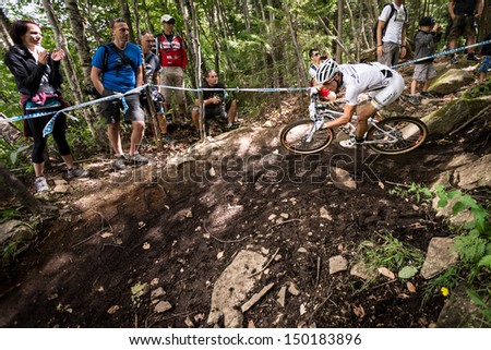 MONT STE-ANNE, QUEBEC, CANADA - August 10: Cross Country Men Elite, 3rd place, SUI - SCHURTER Nino, UCI World Cup on Aug. 10, 2013