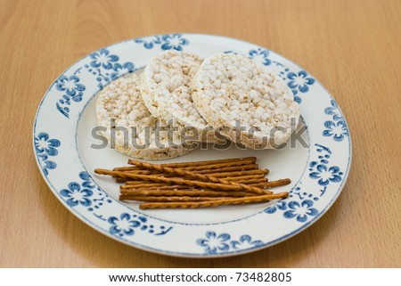 plate of rice cakes end salty sticks