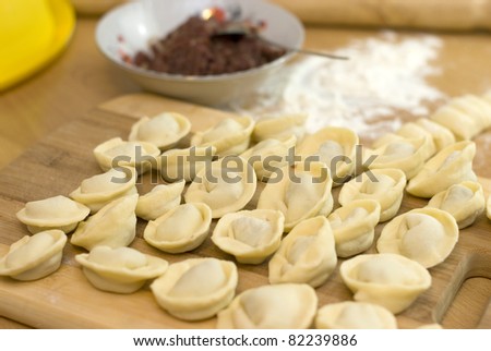dough and stuffing, cooking Russian meals dumplings