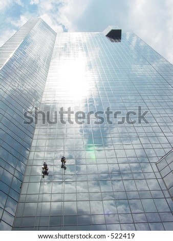 Window washers on a skyscraper (low)
