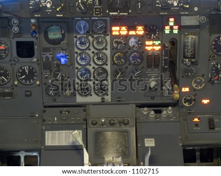 The control panel of an airplane
