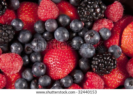 Raspberries And Strawberries. fruit of strawberries,