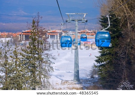 Cable car lift at alpine ski resort Bansko, Bulgaria