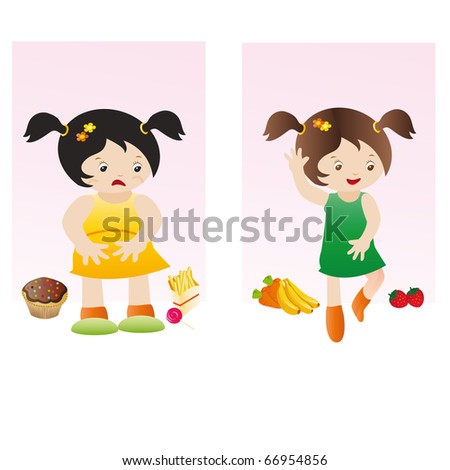 stock vector Fat and slim girl