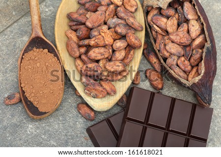 Chocolate with cacao beans