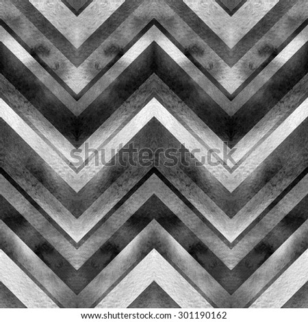 Geometric pattern zig zag lines. Black and white stripes. Watercolor backdrop