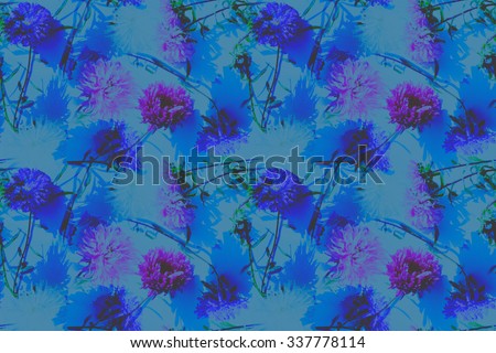 Vintage floral pattern on a dark blue background. Flowers pattern Retro colorful asters. Effect Realistic Photo collage for floral art design.