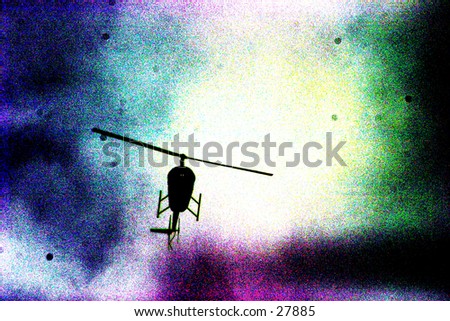 pop art view of a helicopter in the sky