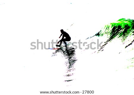 Pop art of a surfer riding the waves a great image for a logo or greeting card