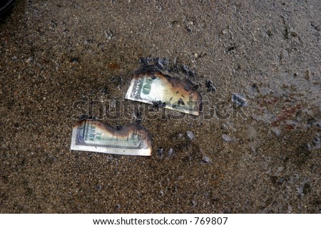 burned money on the ground